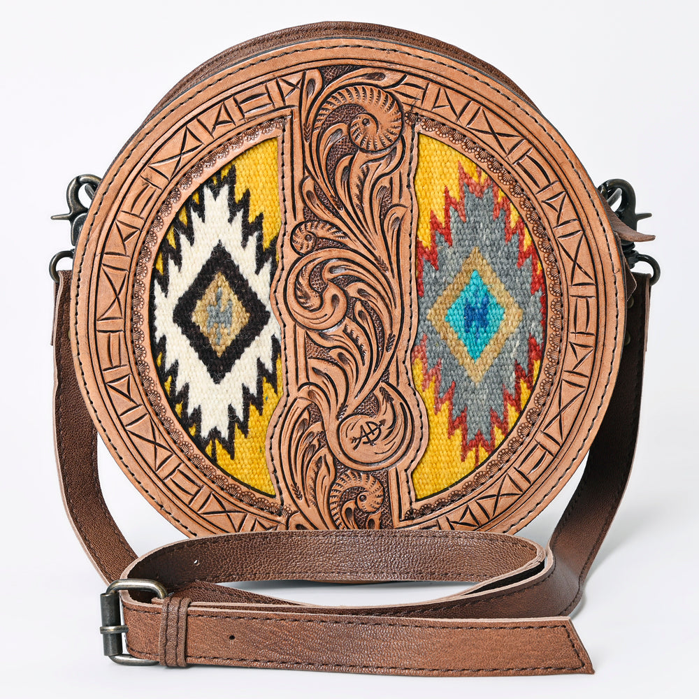 American Darling ADBG839B Canteen Hand Tooled Saddle Blanket Genuine Leather Women Bag Western Handbag Purse