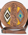 American Darling ADBG839B Canteen Hand Tooled Saddle Blanket Genuine Leather Women Bag Western Handbag Purse