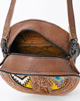 American Darling Canteen Hand Tooled Saddle Blanket Genuine Leather Western Women Bag | Handbag Purse Canteen Travel