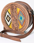 American Darling ADBG839B Canteen Hand Tooled Saddle Blanket Genuine Leather Women Bag Western Handbag Purse
