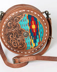 American Darling Canteen Hand Tooled Saddle Blanket Genuine Leather Western Women Bag | Handbag Purse Canteen Travel