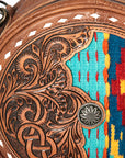 American Darling Canteen Hand Tooled Saddle Blanket Genuine Leather Western Women Bag | Handbag Purse Canteen Travel