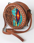 American Darling Canteen Hand Tooled Saddle Blanket Genuine Leather Western Women Bag | Handbag Purse Canteen Travel