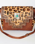 ADBG842A American Darling Hand Tooled Hair On Genuine Leather Women Bag Western Handbag Purse