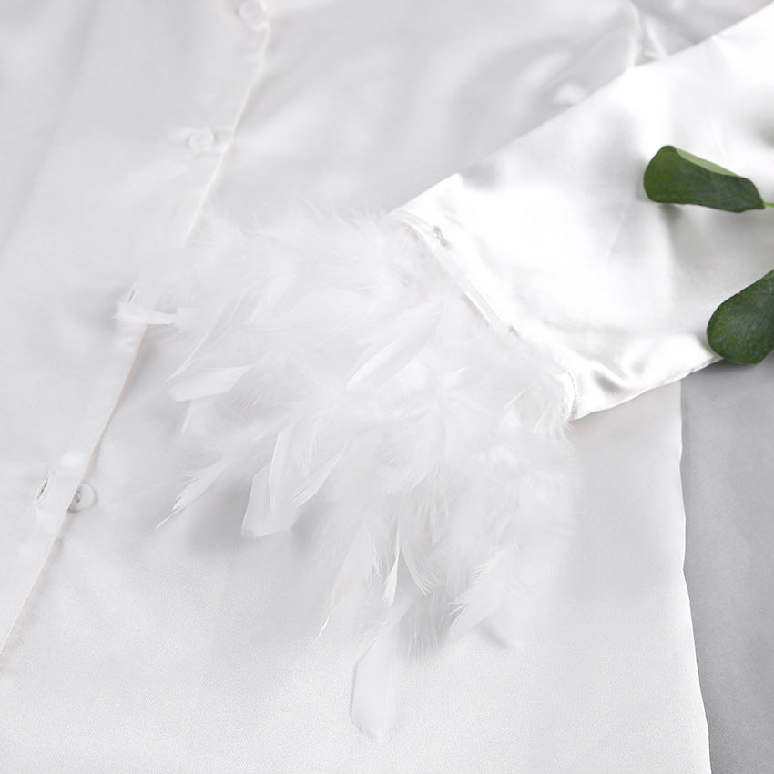 Heavenly Feathered Silk Pajamas in color options