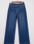 Denim Stitch High-Waist Cuff Jeans