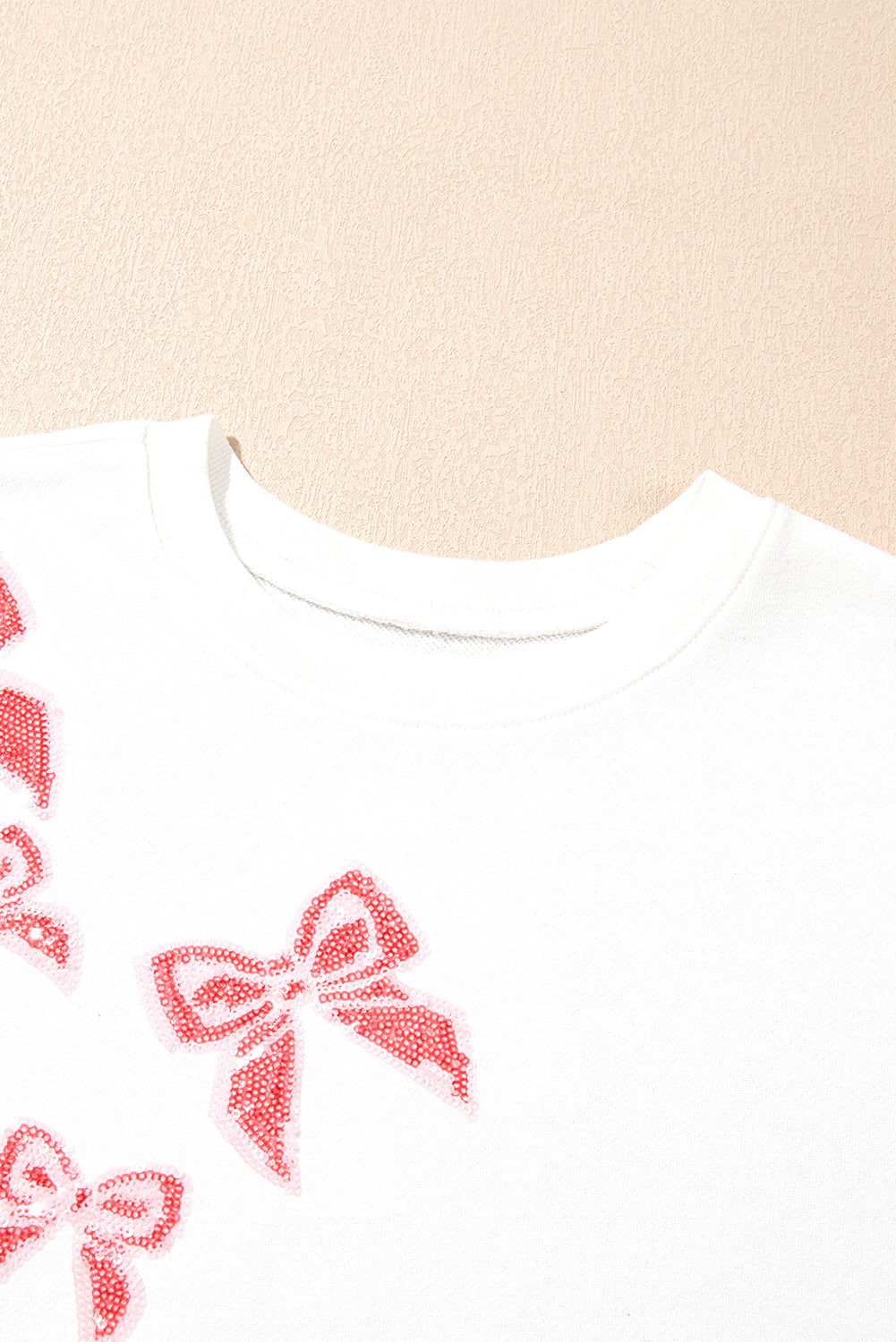 Valentine Bow Sequin Long Sleeve Oversize Sweatshirt