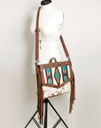 ADBG852B American Darling Hand Tooled Saddle Blanket Hair On Genuine Leather Women Bag Western Handbag Purse