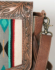ADBG852B American Darling Hand Tooled Saddle Blanket Hair On Genuine Leather Women Bag Western Handbag Purse