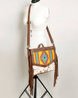 ADBG852C American Darling Hand Tooled Saddle Blanket Hair On Genuine Leather Women Bag Western Handbag Purse