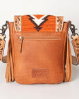 American Darling Cross Body Hand Tooled Saddle Blanket Hair On Genuine Leather Western Women Bag Handbag Purse Crossbody Cute