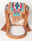 American Darling Cross Body Hand Tooled Saddle Blanket Hair On Genuine Leather Western Women Bag Handbag Purse Crossbody Cute