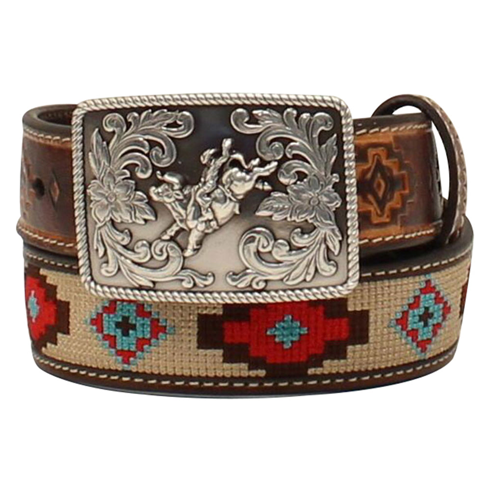 3D W. Belt Boys Embossed Aztec Design Leather – Hilason