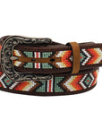 Nocona Womens Aztec Beads Laced Southwestern Leather Belt