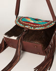 American Darling ADBGZ616A Messenger Hand Tooled Saddle Blanket Hair On Genuine Leather Women Bag Western Handbag Purse
