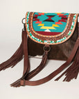American Darling ADBGZ616A Messenger Hand Tooled Saddle Blanket Hair On Genuine Leather Women Bag Western Handbag Purse