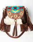 American Darling ADBGZ625 Messenger Hand Tooled Hair-On Genuine Leather Women Bag Western Handbag Purse
