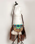 American Darling ADBGZ625 Messenger Hand Tooled Hair-On Genuine Leather Women Bag Western Handbag Purse