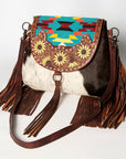American Darling ADBGZ625 Messenger Hand Tooled Hair-On Genuine Leather Women Bag Western Handbag Purse