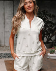 Gianna Bow Half Zip Tank and Shorts Set