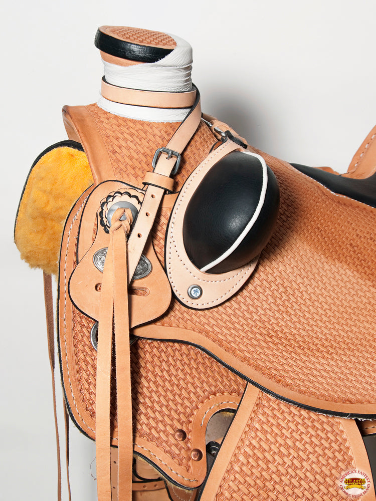 Western Horse Saddle American Leather Wade Ranch Roping Basketweave Tan Hilason
