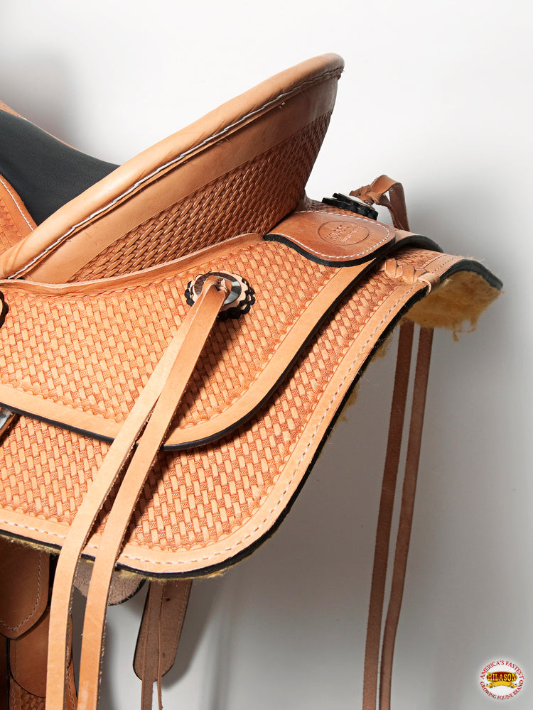 Western Horse Saddle American Leather Wade Ranch Roping Basketweave Tan Hilason