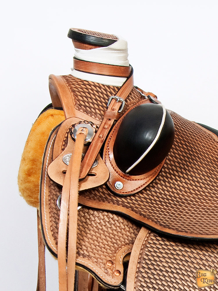 Western Horse Saddle American Leather Wade Ranch Roping Basketweave Brown Hilason