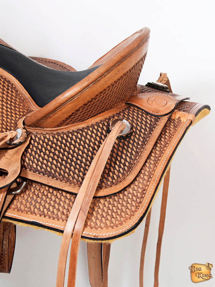 Western Horse Saddle American Leather Wade Ranch Roping Basketweave Brown Hilason