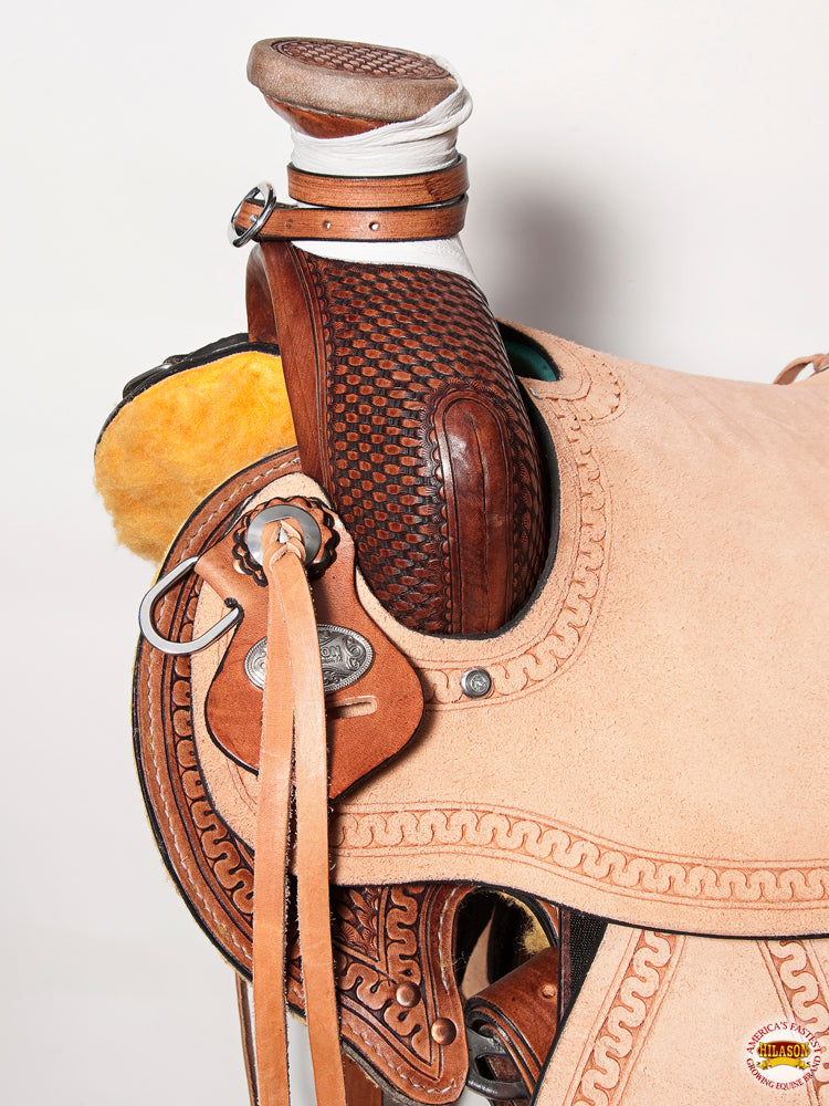Western Horse Basketweave Saddle American Leather Wade Ranch Roping Brown Hilason