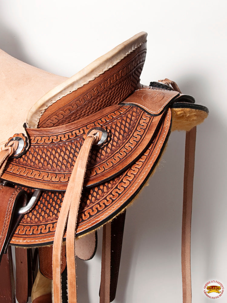 Western Horse Basketweave Saddle American Leather Wade Ranch Roping Brown Hilason