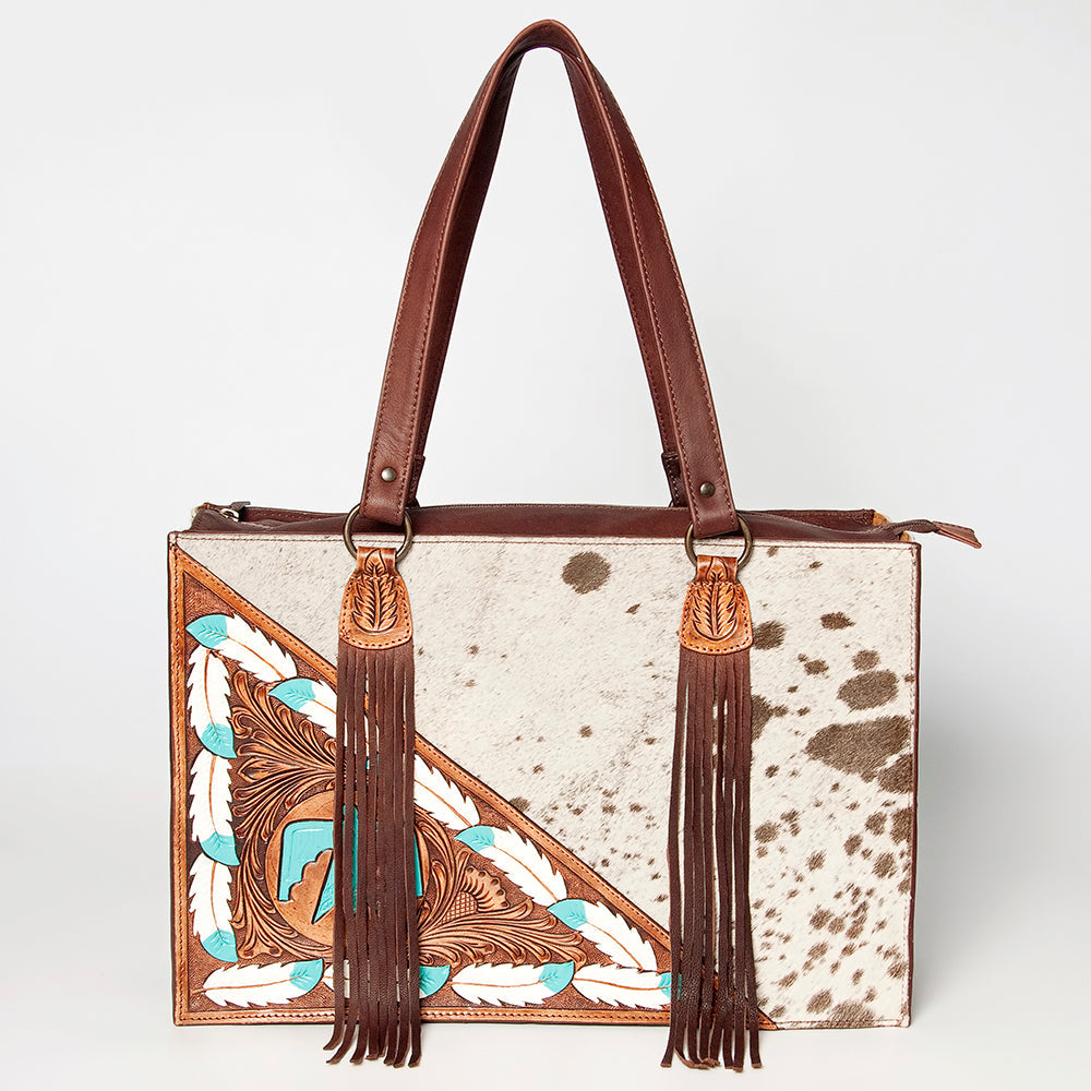 American Darling Hand Tooled Hair On Genuine Leather Women Bag Western Handbag Purse