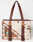 American Darling Hand Tooled Hair On Genuine Leather Women Bag Western Handbag Purse