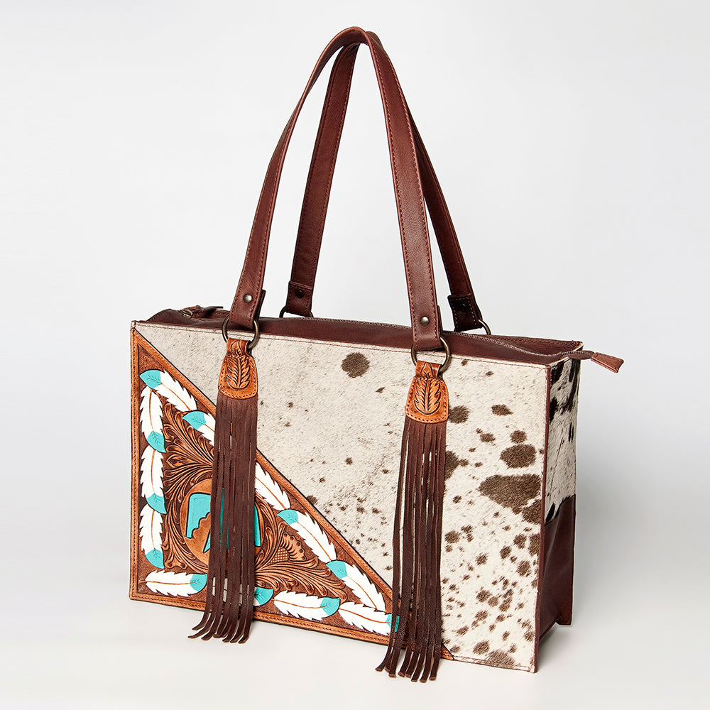 American Darling Hand Tooled Hair On Genuine Leather Women Bag Western Handbag Purse