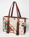 American Darling Hand Tooled Hair On Genuine Leather Women Bag Western Handbag Purse