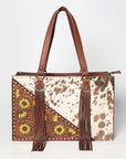 American Darling Hand Tooled Hair On Genuine Leather Women Bag Western Handbag Purse