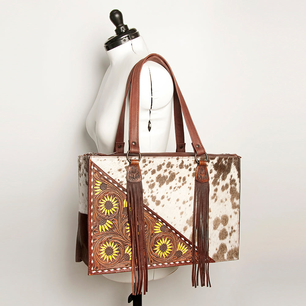 American Darling Hand Tooled Hair On Genuine Leather Women Bag Western Handbag Purse