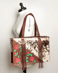 American Darling Hand Tooled Hair On Genuine Leather Women Bag Western Handbag Purse