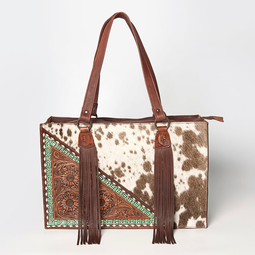American Darling Hand Tooled Hair On Genuine Leather Women Bag Western Handbag Purse