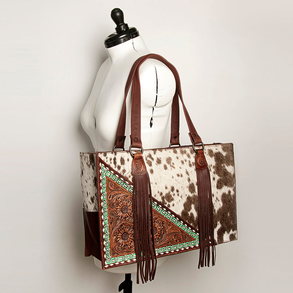 American Darling Hand Tooled Hair On Genuine Leather Women Bag Western Handbag Purse