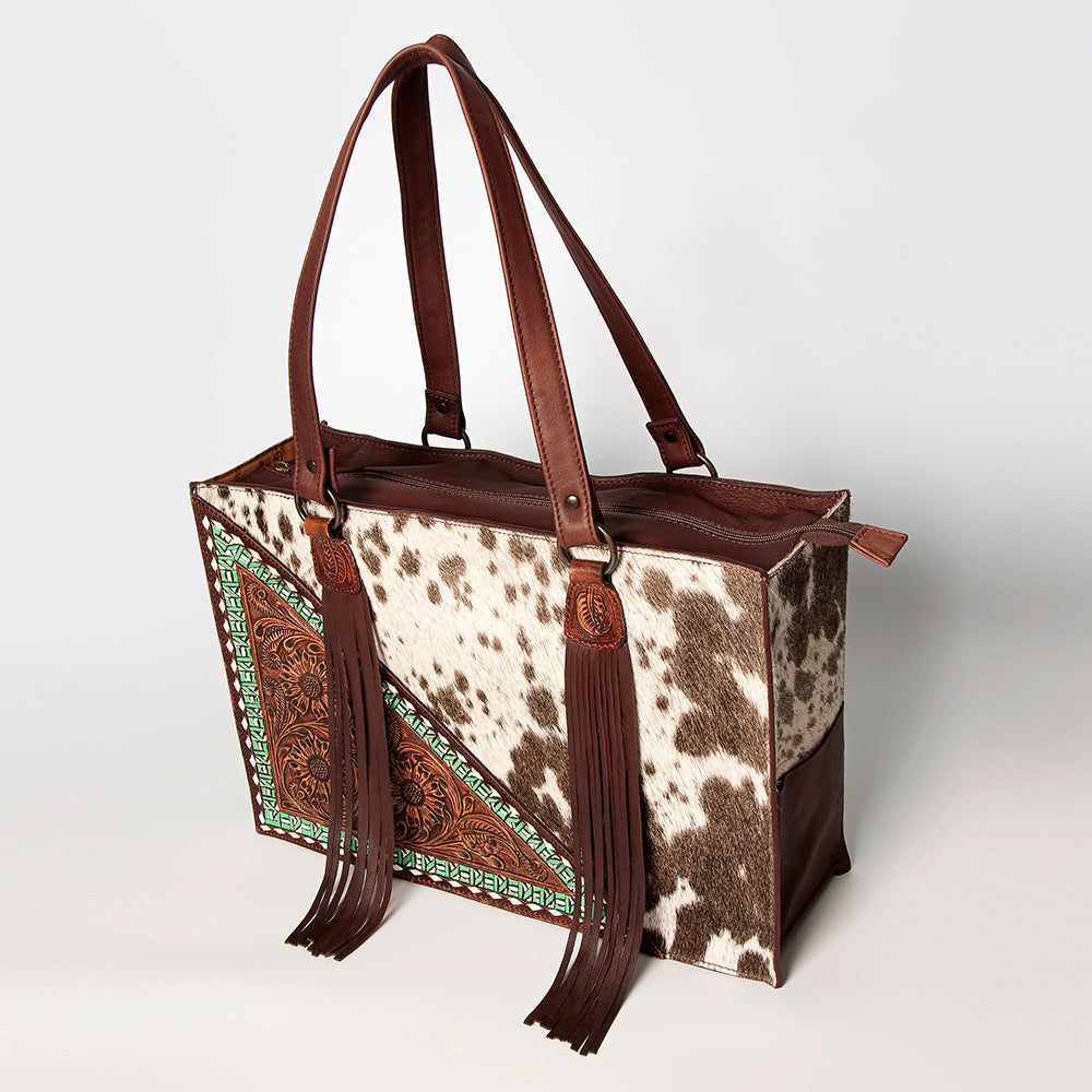 American Darling Hand Tooled Hair On Genuine Leather Women Bag Western Handbag Purse