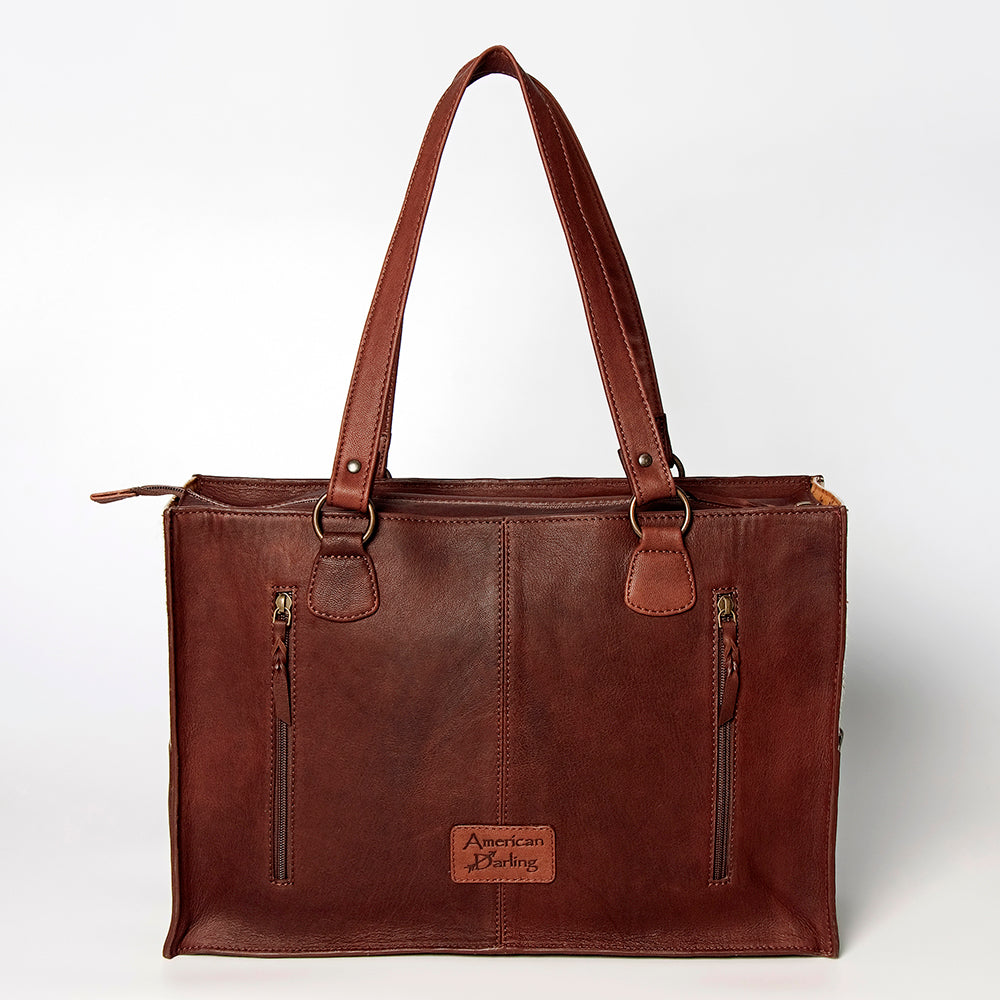 American Darling Hand Tooled Hair On Genuine Leather Women Bag Western Handbag Purse
