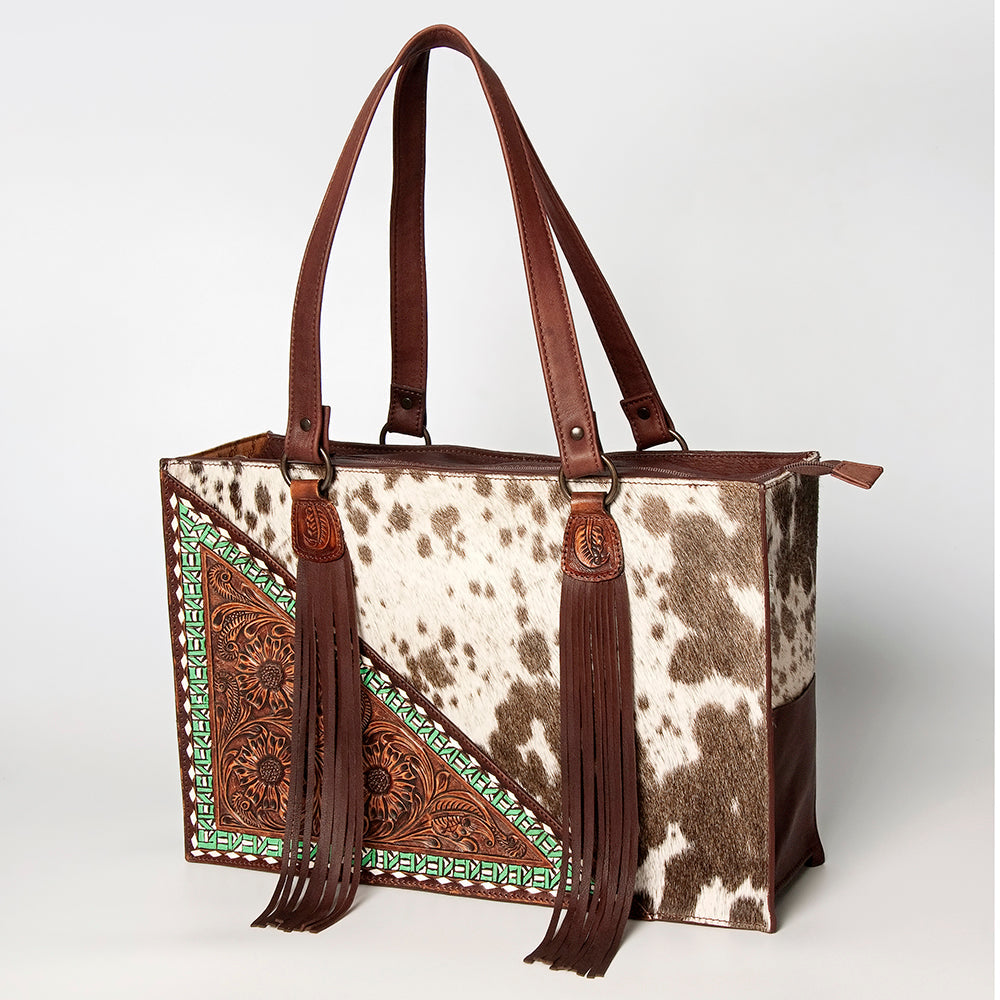 American Darling Hand Tooled Hair On Genuine Leather Women Bag Western Handbag Purse