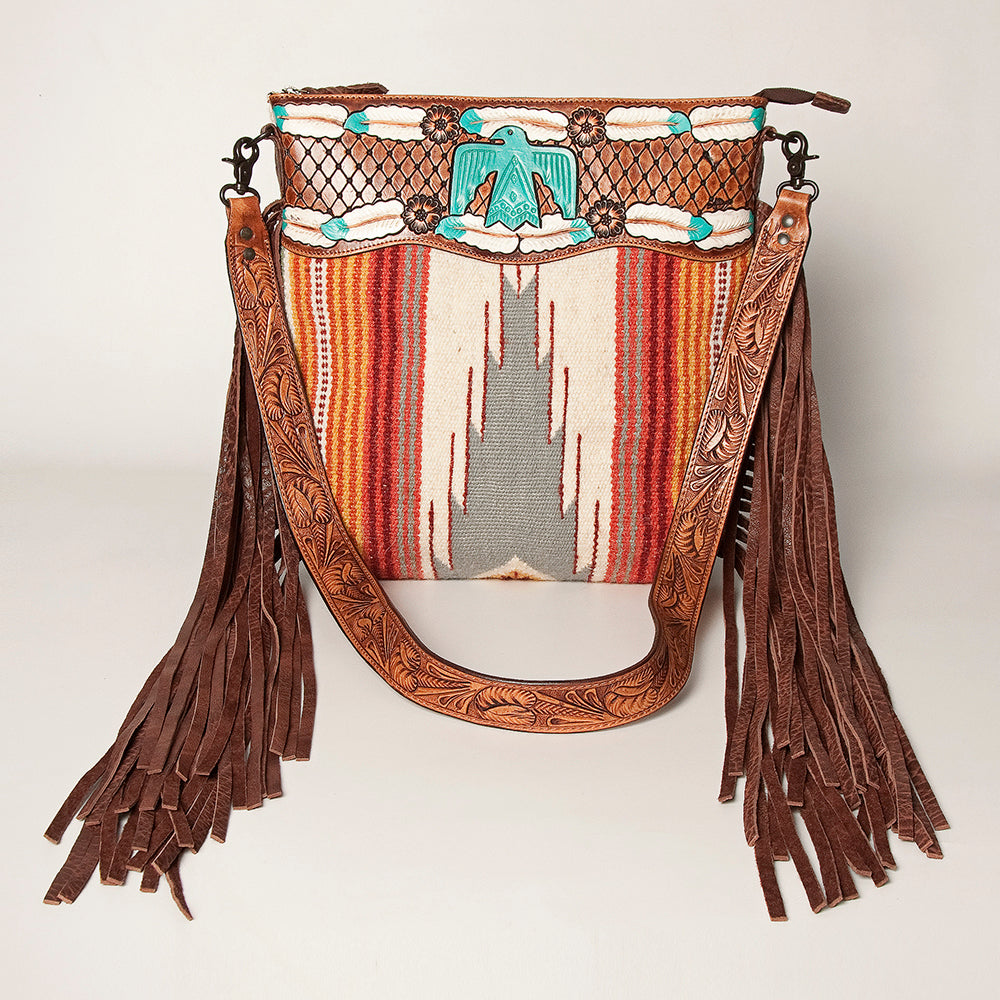 American Darling ADBGZ365 Signature Crossbody Hand Tooled Saddle Blanket Genuine Leather Women Bag Western Handbag Purse