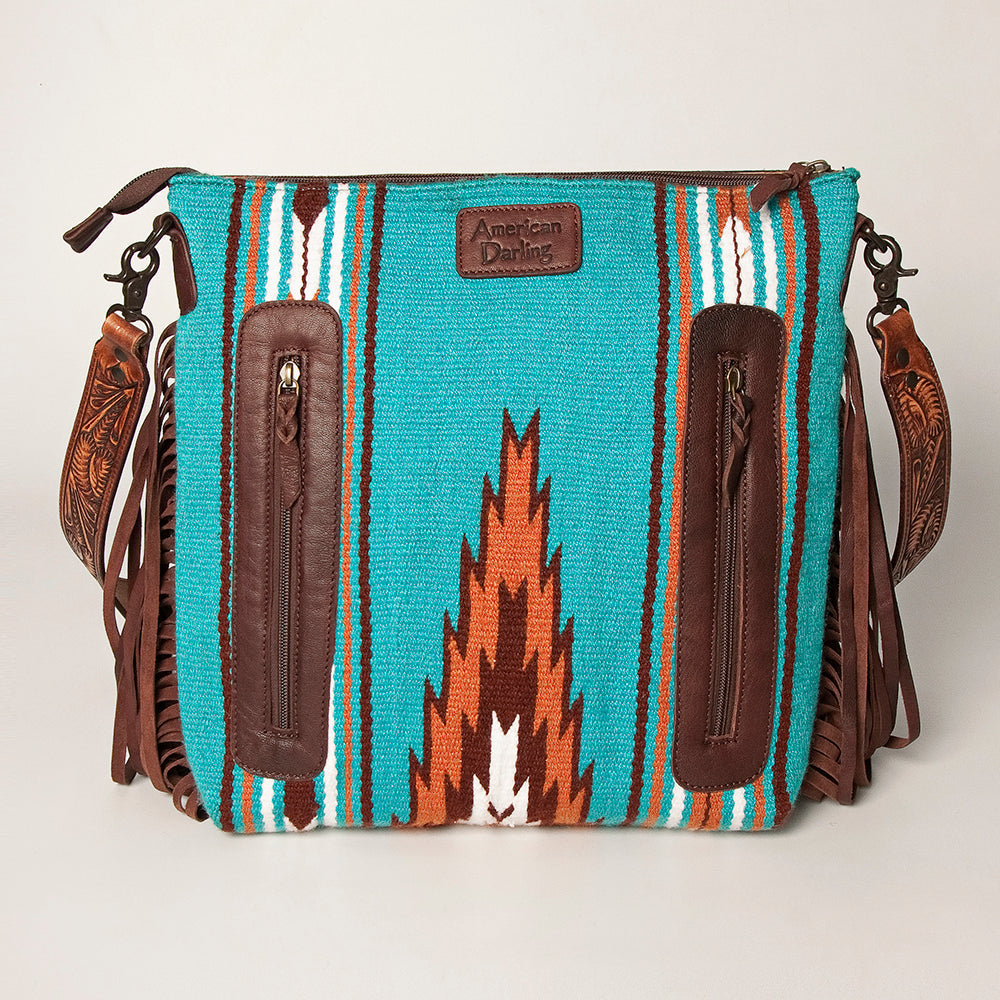 American Darling Signature Crossbody Hand Tooled Saddle Blanket Genuine Leather Women Bag Western Handbag Purse