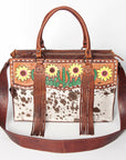 American Darling Tote Hand Tooled Hair On Genuine Leather Women Bag Western Handbag Purse