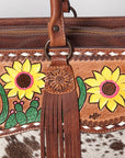 American Darling Tote Hand Tooled Hair On Genuine Leather Women Bag Western Handbag Purse