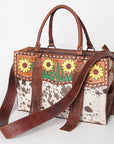American Darling Tote Hand Tooled Hair On Genuine Leather Women Bag Western Handbag Purse