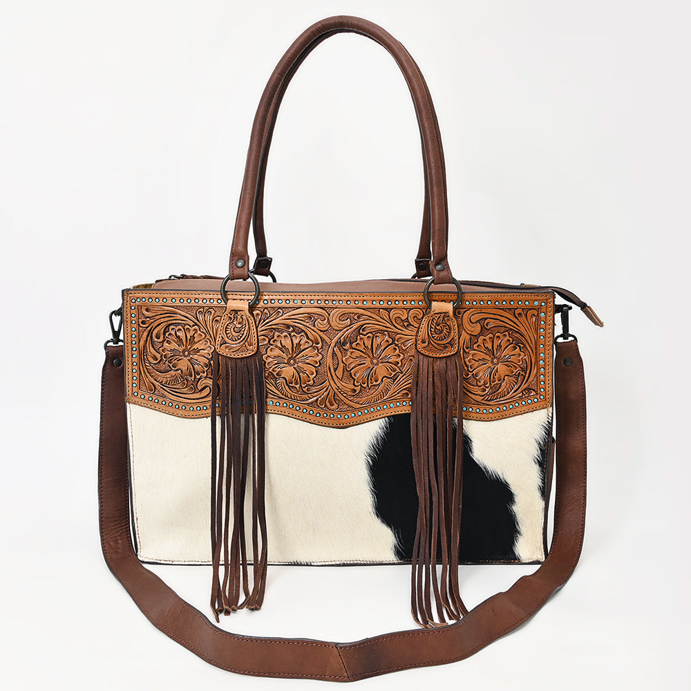 American Darling Tote Hand Tooled Hair On Genuine Leather Women Bag Western Handbag Purse