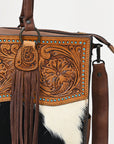 American Darling Tote Hand Tooled Hair On Genuine Leather Women Bag Western Handbag Purse