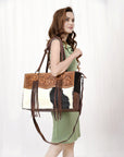 American Darling Tote Hand Tooled Hair On Genuine Leather Women Bag Western Handbag Purse